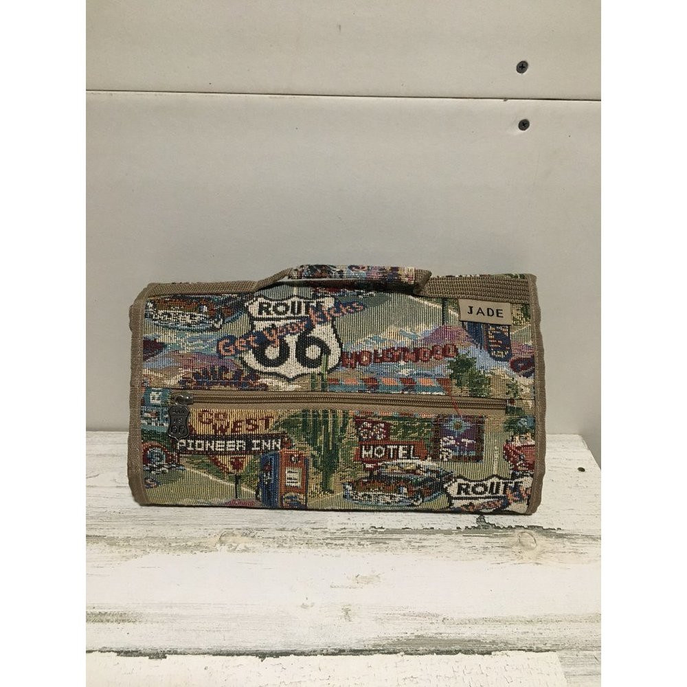 Jade Route 66 tapestry look handled bag with wheels